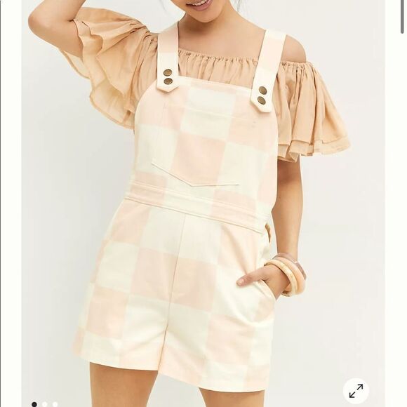 Anthropologie Hutch Checked Short Overalls NWT - Picture 1 of 9